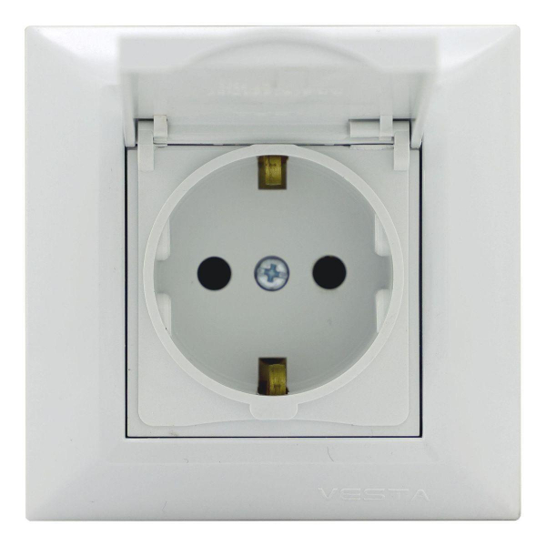 Розетка 2P+E Vesta-Electric Roma с крышкой белый FRZ00010103BEL Розетка 2P+E Vesta-Electric Roma с крышкой белый FRZ00010103BEL