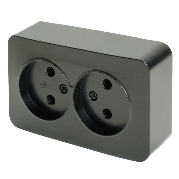 Розетка двойная 2P Stekker София черный матовый MST10-12-05 49496