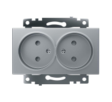 Розетка двойная 2P Stekker Катрин со шторками серебро GLS10-7113-03 39583