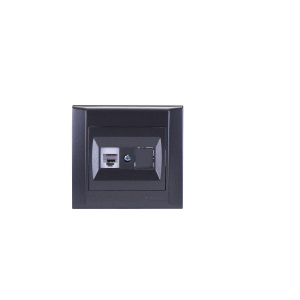 Розетка Makel компьютерная+гнездо СП Defne 16А IP20 CAT 5 дым. металлик 42050035