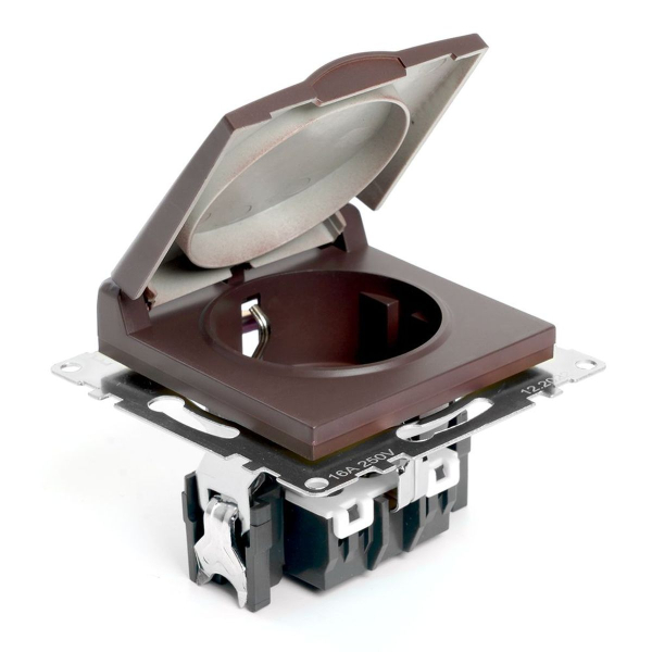 Розетка однаместная с защитной шторкой Stekker Катрин шоколад GLS16-7112-04 49029