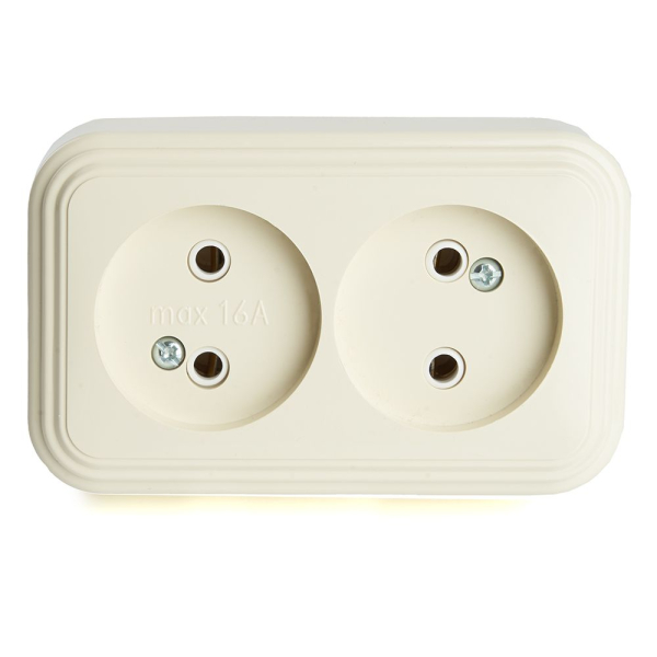 Розетка двойная 2P Stekker Брест слоновая кость PST16-30-20 49057