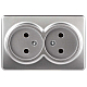 Розетка ЭРА Эксперт 11-2202-03 2х2P IP20 16A-250В ОУ алюминий Б0063016