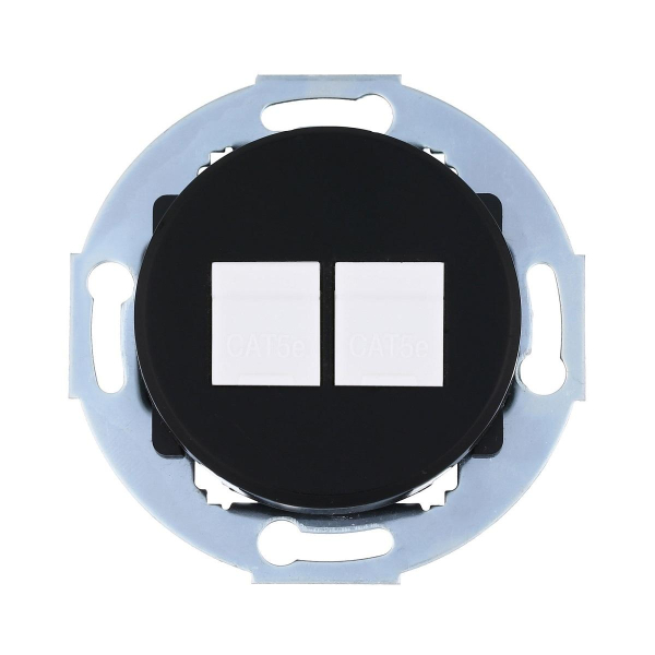 Розетка LK Studio компьютерная 2хRJ-45 кат. 5е с накладкой (черный) Vintage 886208-1