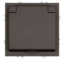 Розетка 1-местная с крышкой с защ. штор, Stekker, с/з, IP42, 250В, 16А Эмили, RST16-5112-09, антрацит, soft touch 49933