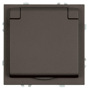 Розетка 1-местная с крышкой с защ. штор, Stekker, с/з, IP42, 250В, 16А Эмили, RST16-5112-09, антрацит, soft touch 49933