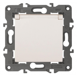Розетка ЭРА Elegance 2P E Schuko со шторками с крышкой 16A 250V 14-2103-02 Б0034279