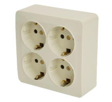 Розетка 4-местная 2P+PE Stekker София слоновая кость MST16-14S-04 49509