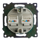 Розетка компьютерная 2-местная RJ-45 (механизм) Stekker GLS00-7109-03 Катрин, серебро 50005