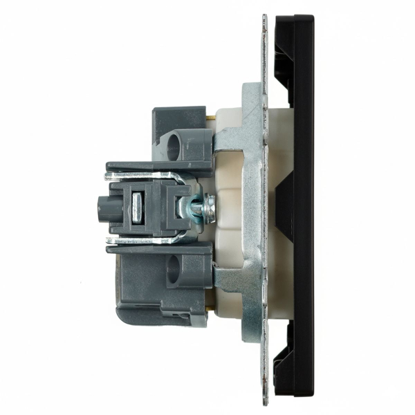 Розетка 2P+PE Stekker Эмили со шторками черный уголь RST16-5110-05 49854