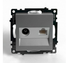 Розетка телевизионная TV + компьютерная RJ-45 Stekker Катрин серебро GLS00-7106-03 49183