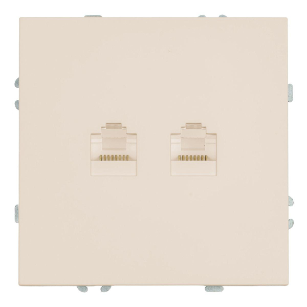 Розетка компьютерная 2-местная RJ-45 (механизм), Stekker Эмили, RST00-5111-08, кашемир, soft touch 49900