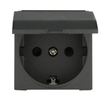 Розетка LK Studio с з/к, шторками и крышкой (черный бархат) LK45 851508-1