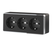 Розетка тройная с/з со шторками Werkel Gallant черный/хром W5073135 4690389163890