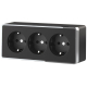 Розетка тройная с/з со шторками Werkel Gallant черный/хром W5073135 4690389163890