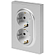 Розетка ЭРА Arktik 16-2105-03 двойная с заземлением 2X2P+E Schuko со шторками 16А-250В алюминий Б0070456