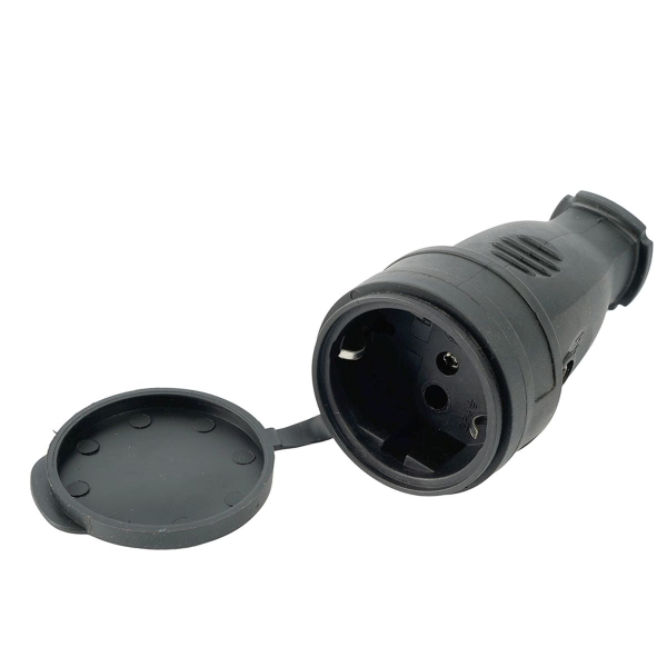 Розетка переносная 2P+PE Stekker Одри с крышкой черный RST16-21-44 32751