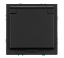 Розетка 1-местная с крышкой с защ. штор, STEKKER, с/з, 250В, 16А, серия Эмили, RST16-5112-05, черный уголь, soft touch 49855