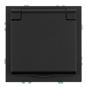 Розетка 1-местная с крышкой с защ. штор, STEKKER, с/з, 250В, 16А, серия Эмили, RST16-5112-05, черный уголь, soft touch 49855