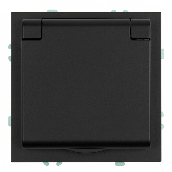 Розетка 1-местная с крышкой с защ. штор, STEKKER, с/з, 250В, 16А, серия Эмили, RST16-5112-05, черный уголь, soft touch 49855