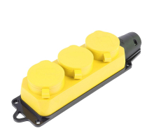 Розетка переносная тройная 2P+PE Stekker Одри с крышкой желтый RST16-23-44-6 49407