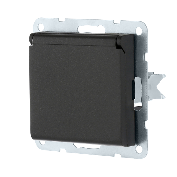 Розетка LK Studio с з/к, шторками и крышкой (черный бархат) LK60 863408-1