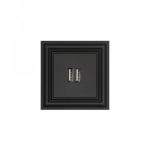 Розетка 2xUSB Liregus Retro черный матовый 29-217