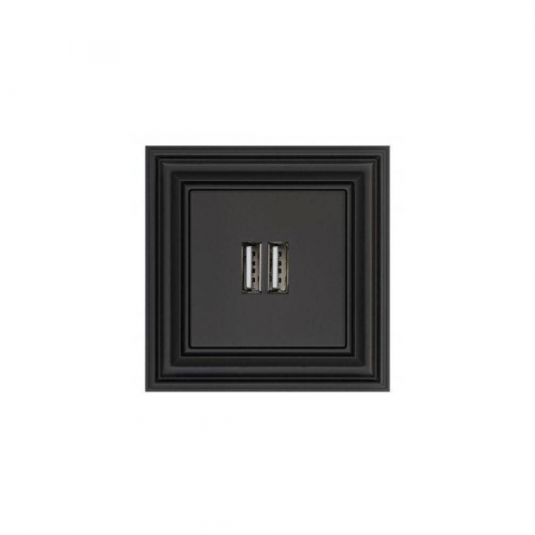 Розетка 2xUSB Liregus Retro черный матовый 29-217 Розетка 2xUSB Liregus Retro черный матовый 29-217