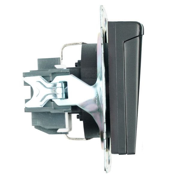 Розетка 2P+PE Stekker Катрин со шторками крышкой черный GLS16-7112-05 39608