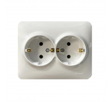 Розетка 2-ая с зазем. Lezard Karina Life белая 708-0200-127B