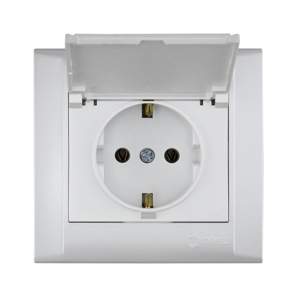 Розетка с заземлением и крышкой Makel Defne 42100029