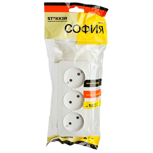 Розетка тройная 2P Stekker София белый MST10-13-01 49305