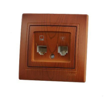 Розетка 2-ая комп. + тел. Lezard Mira сосна 701-0801-143