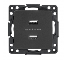 Стокгольм Механизм Розетки USB 2-местной 2,1А черный EKF PROxima EZR16-028-10-2USB