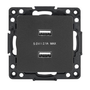 Стокгольм Механизм Розетки USB 2-местной 2,1А черный EKF PROxima EZR16-028-10-2USB