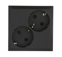 Розетка LK Studio двойная с з/к, со шторками (черный бархат) LK60 863508-1