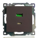 Розетка 2-местная USB + type C, STEKKER GLS10-7116-04, 250В, 3А, max 20W,серия Катрин, шоколад 50057