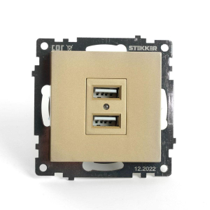 Розетка 2хUSB Stekker Катрин золото GLS10-7115-08 49229