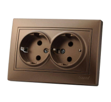 Розетка 2-ая с зазем. Lezard Mira коричневая 701-3131-127