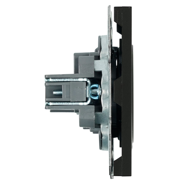 Розетка 1-местная с з/ш, б/з (механизм), СЗК, Stekker, 250В, 16А Эмили, RST16-5109-05ZK, черный уголь, soft touch 50250