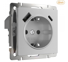Розетка Werkel с быстрой зарядкой USB Type A+С серебристая W1171706 4690389176432