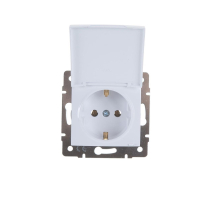 Розетка с зазем. с крышкой Lezard Karina белая 707-0288-123B