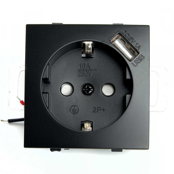 Розетка 2P+PE Stekker Эрна с USB черный PST16-9111-03 49155 Розетка 2P+PE Stekker Эрна с USB черный PST16-9111-03 49155