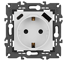 Розетка ЭРА Elegance 14-4108-01 2P+E 16A-250В со шторками с USB type-A+C 5В-3А белый Б0067736