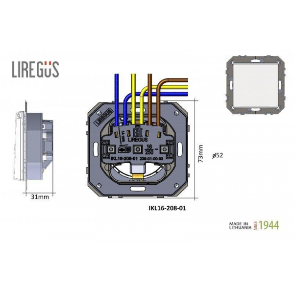 Розетка 2P+E Liregus Epsilon с крышкой белый 28-0162 Розетка 2P+E Liregus Epsilon с крышкой белый 28-0162