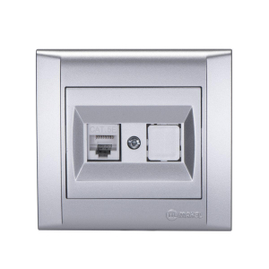 Розетка Makel компьютерная+гнездо СП Defne 16А IP20 CAT 5 сереб. 42065035