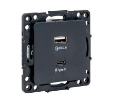 Стокгольм Механизм Розетки с 2USB type-A + type-C черный EKF PROxima EZR-2USB-type-C