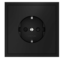 Розетка встраиваемая Voltum S70 с заземлением и защитными шторками, 16А, (черный матовый) VLS040208