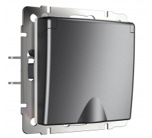 Розетка влагозащищенная с заземлением с защитной крышкой и шторками Werkel графит W1171264 4690389194429