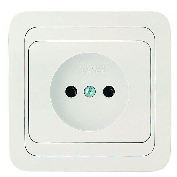 Розетка Makel 1-м СП Mimoza без заземл. керам. бел/бел. 12002